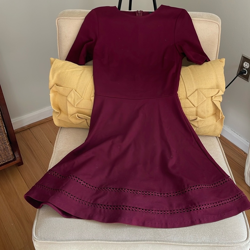 Dress Skater Flare Burgundy Size XS Short Sleeve